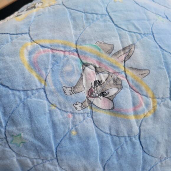 Looney Tunes Space Neighbors Blue Baby Blanket Quilt Bugs Tweety Sylvester - Picture 5 of 9